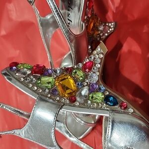 ALISHA HILL Jewel Rhinestones Strappy Dress Wedge - Size 8
